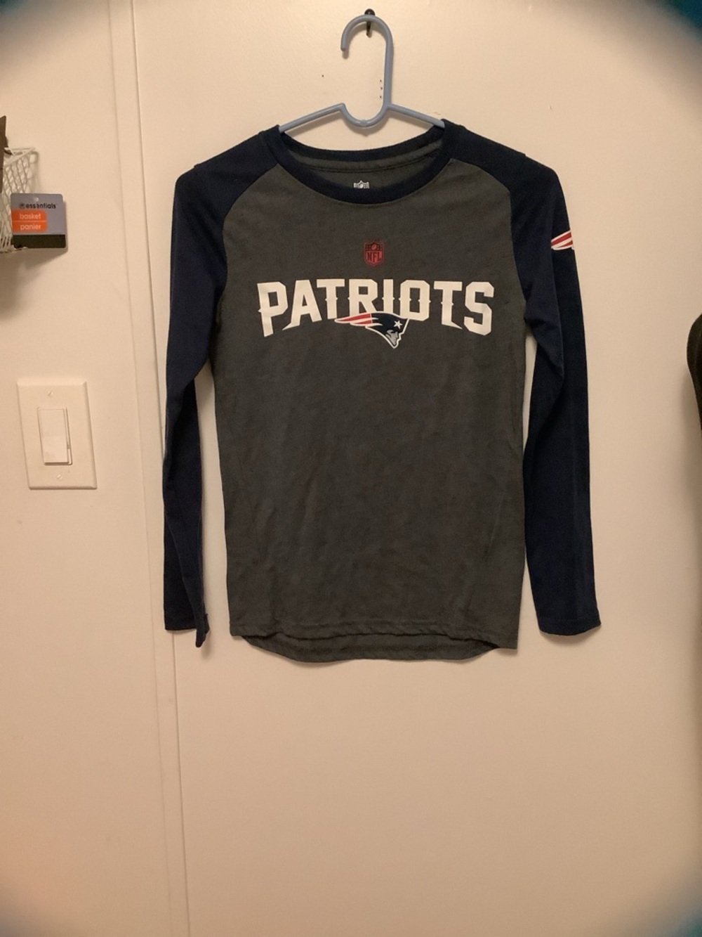 NFL New England Patriots Raglan Tee - Gray & Navy